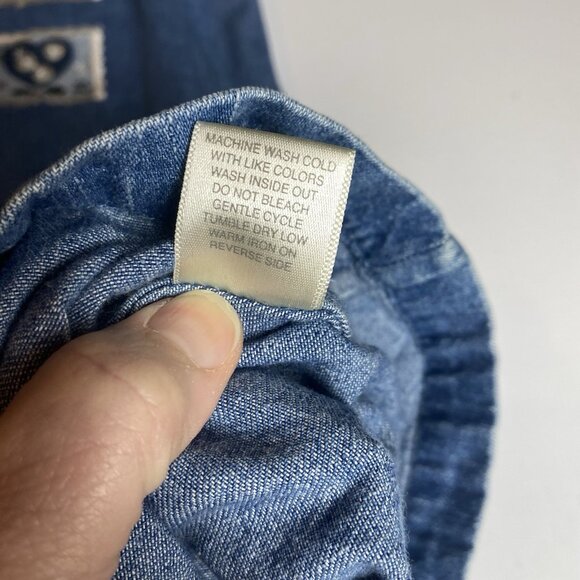 Vtg Christopher & Banks Womens Jumper Dress Denim Embroidery Snowman Y2K  XL - Picture 9 of 9